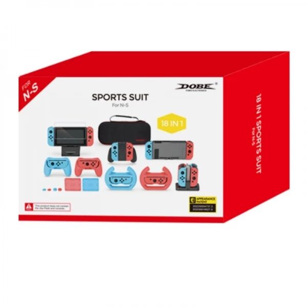 Kit d'accessoires 18 pcs station de charge, film et housse de protection, pochette de rangement pour Nintendo Switch DOBE TNS-2165