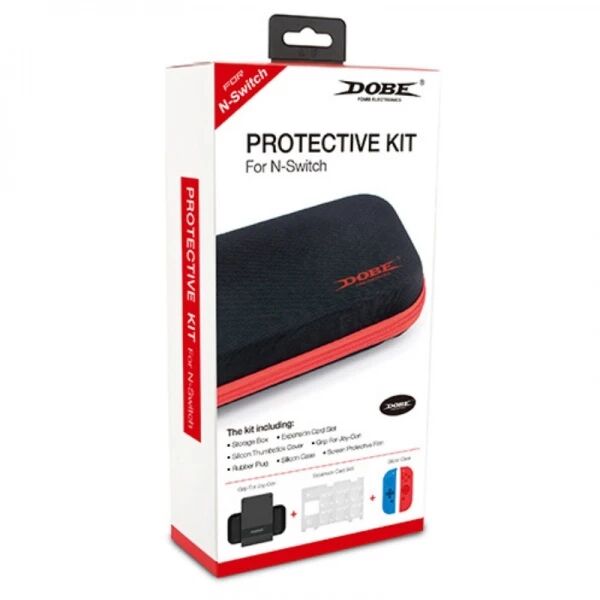 Kit d'accessoires housse de rangement, coque en silicone, film, capuchons pour Nintendo Switch DOBE TNS-1749
