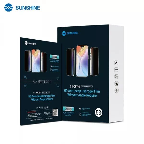 Lot de 50 films "hydrogel" TPU HD effet privé clair 360° SUNSHINE SS-057NS pour smartphones