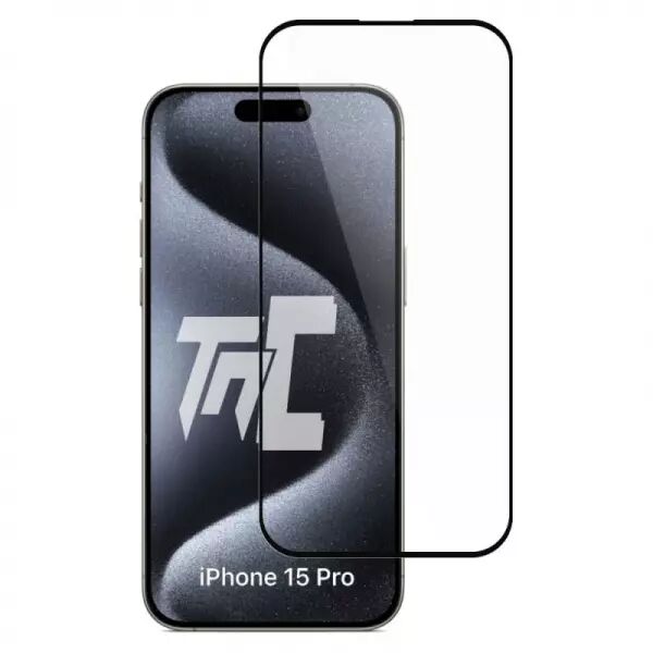 Film verre trempÃ© avec cadre noir iPhone 15 Pro
