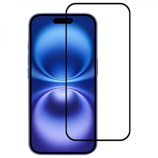 Film verre trempÃ© avec cadre noir iPhone 16 Plus