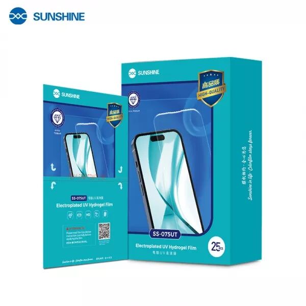 Lot de 25 films "hydrogel" UV HD en verre trempÃ© haute protection SUNSHINE SS-075UT pour smartphones