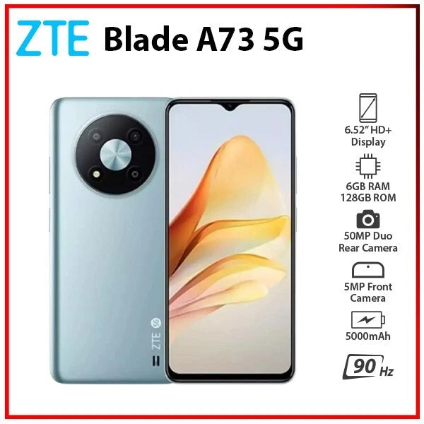 (New) ZTE Blade A73 5G BLUE 6GB+128GB Dual SIM Unlocked Android Mobile Phone