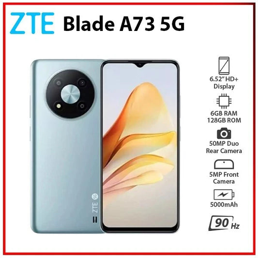 (New) ZTE Blade A73 5G BLUE 6GB+128GB Dual SIM Unlocked Android Mobile Phone